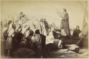 Photoreproduction of (presumably) a print of Jesus preaching from a boat by Anonymous