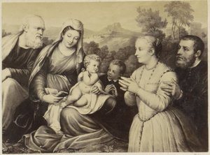 Photoreproduction of (presumably) a print of the Holy Family and founders by Anonymous