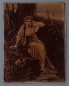 Photo Reproduction of a Painting of a Young Woman with Owl after Cuno von Bodenhausen