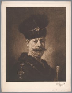 Photoreproduction of the painting Portrait of a Man by Rembrandt [?], coll. Hermitage in St. Petersburg by Anonymous