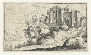 Buildings on a Rock by a River by Anonymous