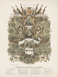 Commemorative and Festive Plate with Portraits of William I, Prince of Orange, His Sons Maurice and Frederick Henry, Princes of Orange, His Brothers Louis, Adolf and Henry, Counts of Nassau, and William Bloys van Treslong by Anonymous