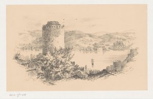 View of the Bosphorus with a Round Tower in the Foreground