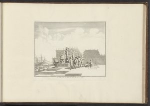 View of a Palace and Statues by the Waterfront in Genoa by Anonymous