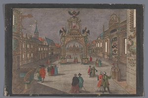 View of a Triumphal Arch with a Two-Headed Eagle and a Portrait Bust of Joseph II, German Emperor, in Frankfurt am Main