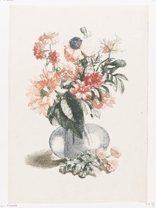 Glass Vase with Various Flowers and a Sunflower by Anonymous