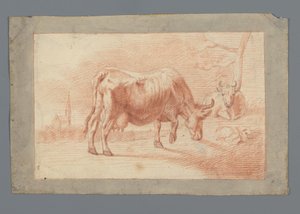 Grazing and Lying Cow by Anonymous