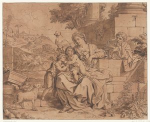 Holy Family at a Ruin by Anonymous