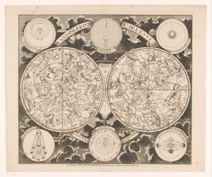 Celestial Map with Northern and Southern Constellations Planisphaerium Coeleste by Anonymous