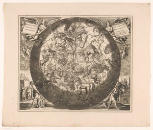 Celestial Map with Northern Constellations Haemisphaerium stellatum boreale cum subiecto haemisphaerio terrestri by Anonymous
