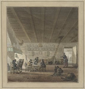Tavern Interior with Card Players by a Hearth by Anonymous