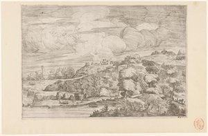 Hill Landscape by a River by Anonymous