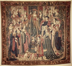 Court Scene with a Prince on the Throne, Surrounded by Courtiers