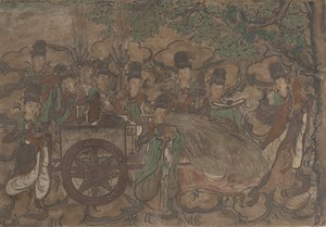 Framed Mural Depicting Xiwangmu and Attendants by Anonymous