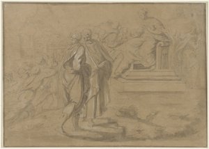 Young Man Giving a Chalice to a Woman on a Throne by Anonymous