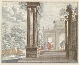 Landscape with Overgrown Roman Ruins by Anonymous