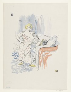 Man in Bed and Prostitute in Bedroom by Anonymous