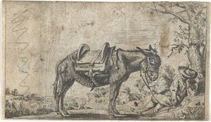 Man with Donkey by Anonymous