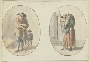 Man with Child and Woman with Child on Back by Anonymous