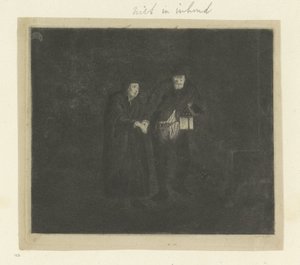 Man with Lantern Leading an Old or Blind Man through the Night by Anonymous
