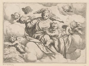 Mary with Child and a Dove by Anonymous