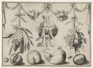 Mask Under a Garland (Garlands of Fruits and Masks Surrounded by a Frame Line)