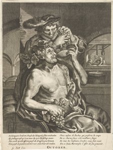 October: Bacchus Drinking Wine by Anonymous