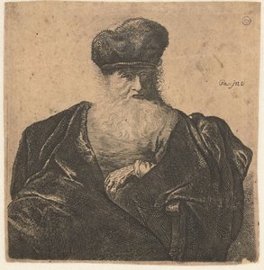 Old man with beard, fur cap, and velvet cloak