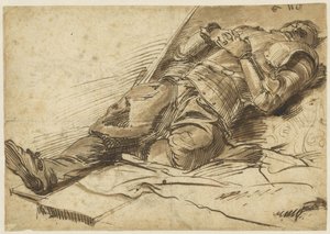 Warrior Lying on His Back in Armor, with Folded Hands by Anonymous
