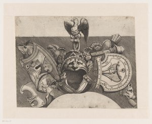 Ornament with Helmet, Shield, Eagle, and Lion