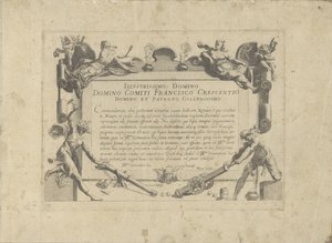 Ornamental cartouche with dedication to the painter Francesco Crescenzi by Anonymous