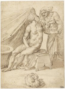 Old Woman Bringing a Message to a Young Woman Seated by a Bath by Anonymous