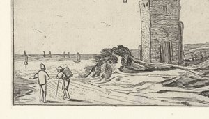 Path Along a Lighthouse by the Beach (Landscapes After Esaias van de Velde) by Anonymous