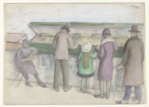 People at a Bookstall on a Quay by Anonymous