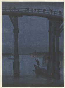 Rowboat Under Bridge by Anonymous