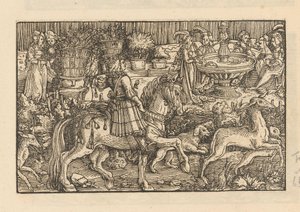 Rider with Wild Animals by an Inner Garden by Anonymous