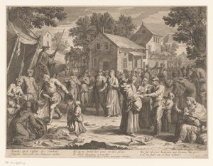 Sancho Panza Shopping at a Market by Anonymous