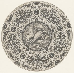 Bowl with Poultry and Moresques (series title: Designs for Plates) by Anonymous