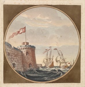 Ships Near a Bastion with Turkish Flag