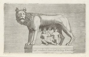 Sculpture of the Capitoline Wolf Suckling the Twins Romulus and Remus