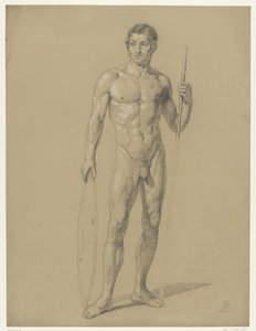 Standing Male Nude with a Shield and Spear by Anonymous