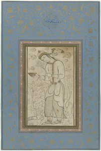 Standing Figure with Flowers in One Hand and a Bowl in the Other