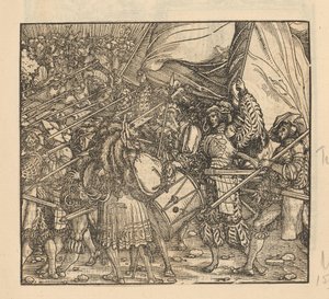 Procession of Soldiers with Lances Accompanied by Music and Flag Bearers