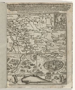 Title page of the pamphlet: Whale of Berckhey stranded in 1598, February 3, 1599