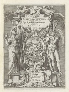 Title Print with Roma, Minerva, and Saturn by Anonymous