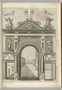 Triumphal Arch with Allegorical Figures and Putti with the Chain of the Order of the Golden Fleece, 1594