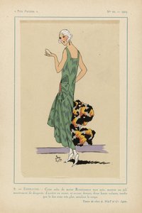 Très Parisien, 1923, No 10: 9. - EMERALD. - This Renaissance Moire Dress...
