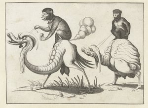 Two Monsters Ridden by Monkeys