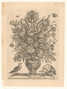Vase with Flowers and Two Birds (series title: Vases with Flowers)