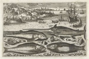 Four fish on the beach (Fish series)